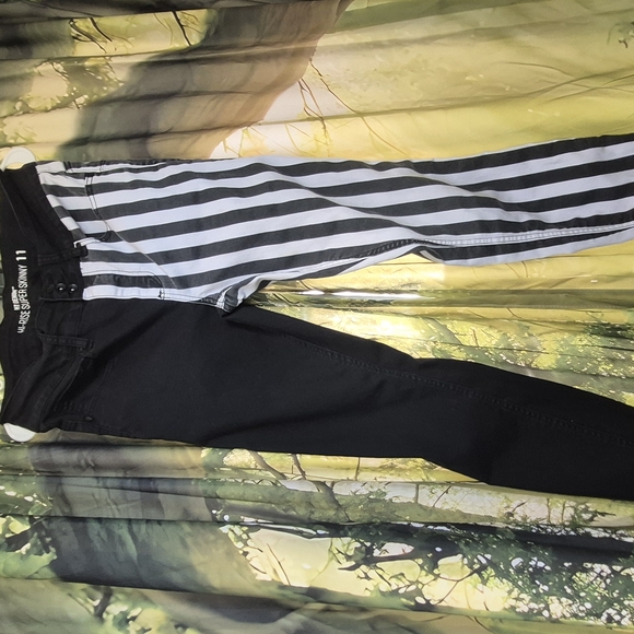 Hot Topic Other - Hot Topic Black and White Striped Kids Jeans